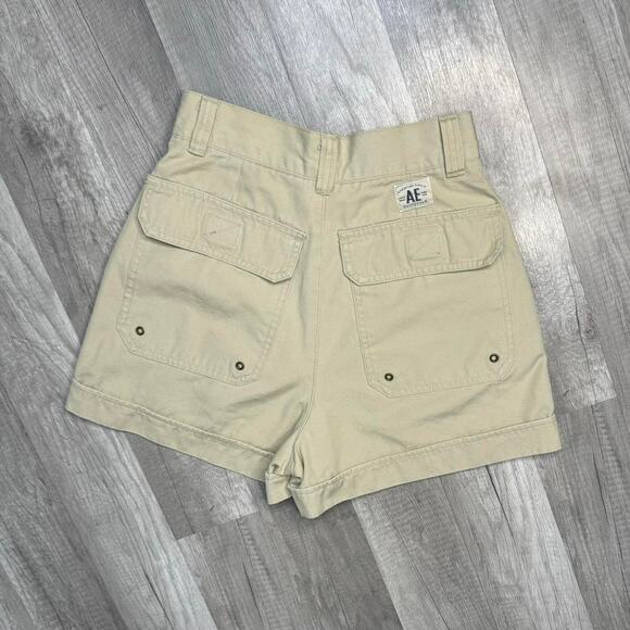 American Eagle Outfitters Pants - Vintage American Eagle Khaki Tan High Waisted Shorts Cuffed 24" Waist